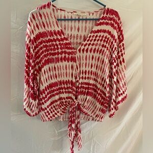 Lovestitch Pink and White Geometric Blouse